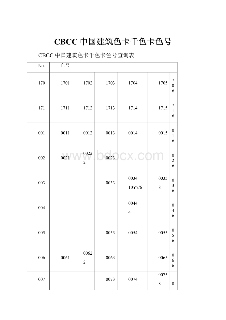 CBCC中国建筑色卡千色卡色号.docx