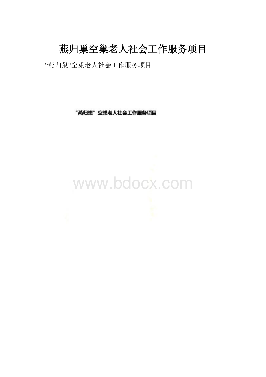 燕归巢空巢老人社会工作服务项目.docx