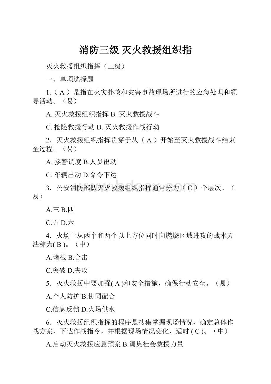 消防三级 灭火救援组织指.docx