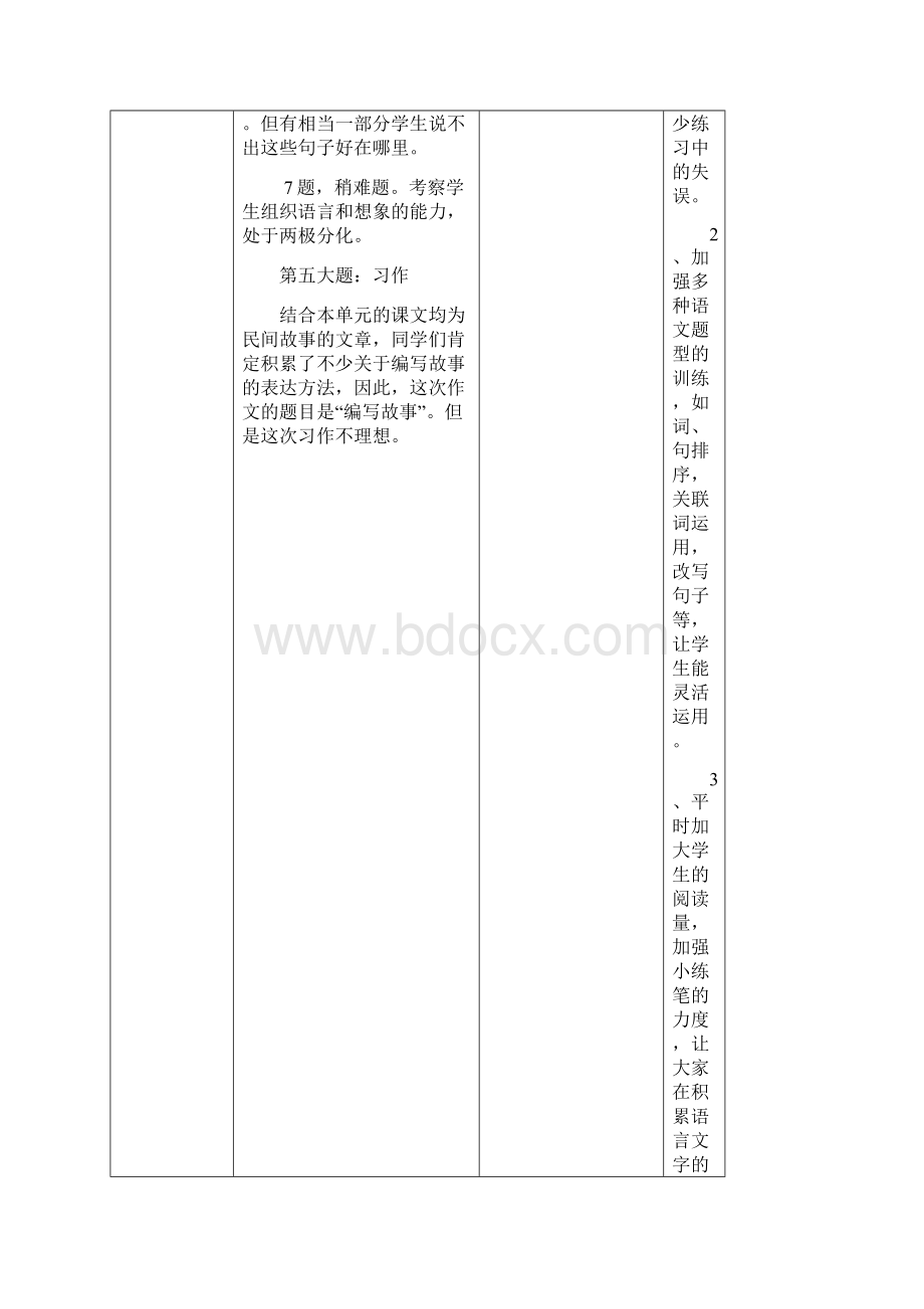 语文单元测试教案表格式.docx_第3页