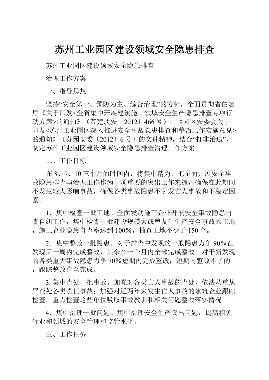 苏州工业园区建设领域安全隐患排查.docx_第1页