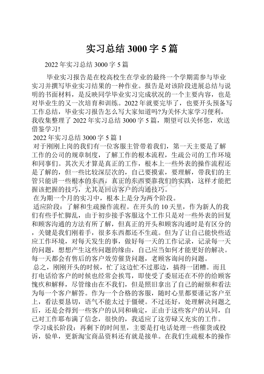 实习总结3000字5篇.docx