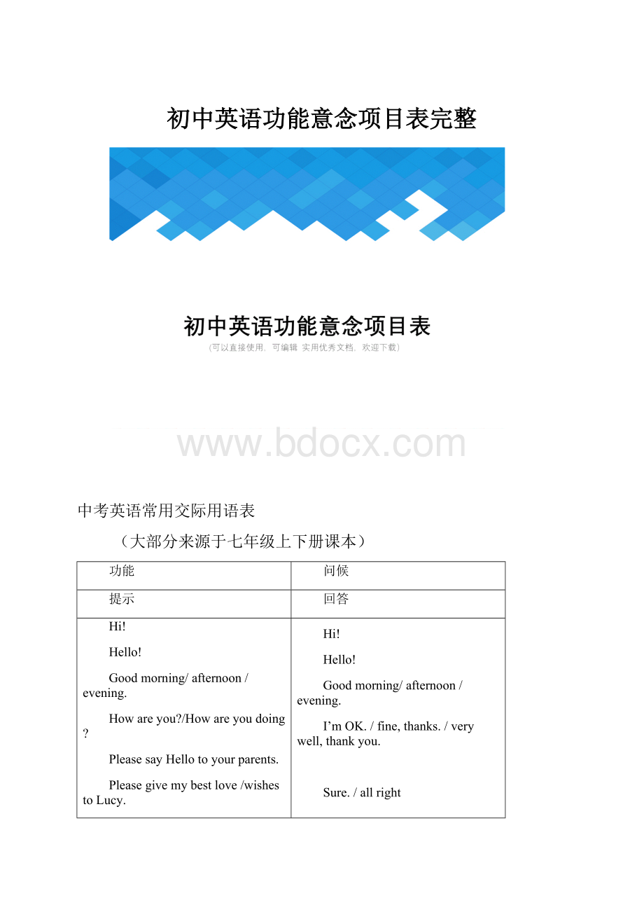 初中英语功能意念项目表完整.docx