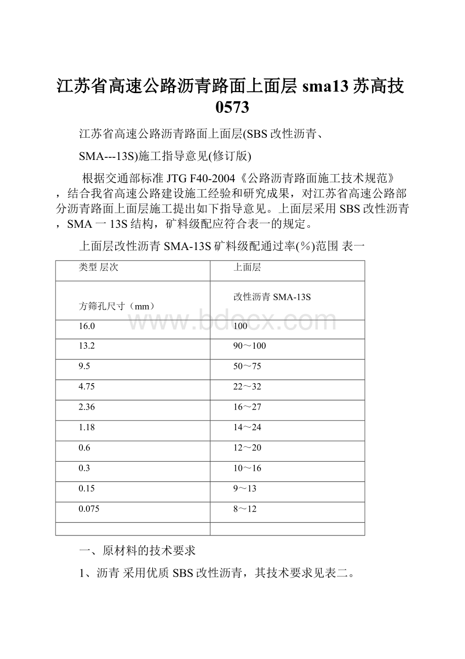 江苏省高速公路沥青路面上面层sma13苏高技0573.docx_第1页