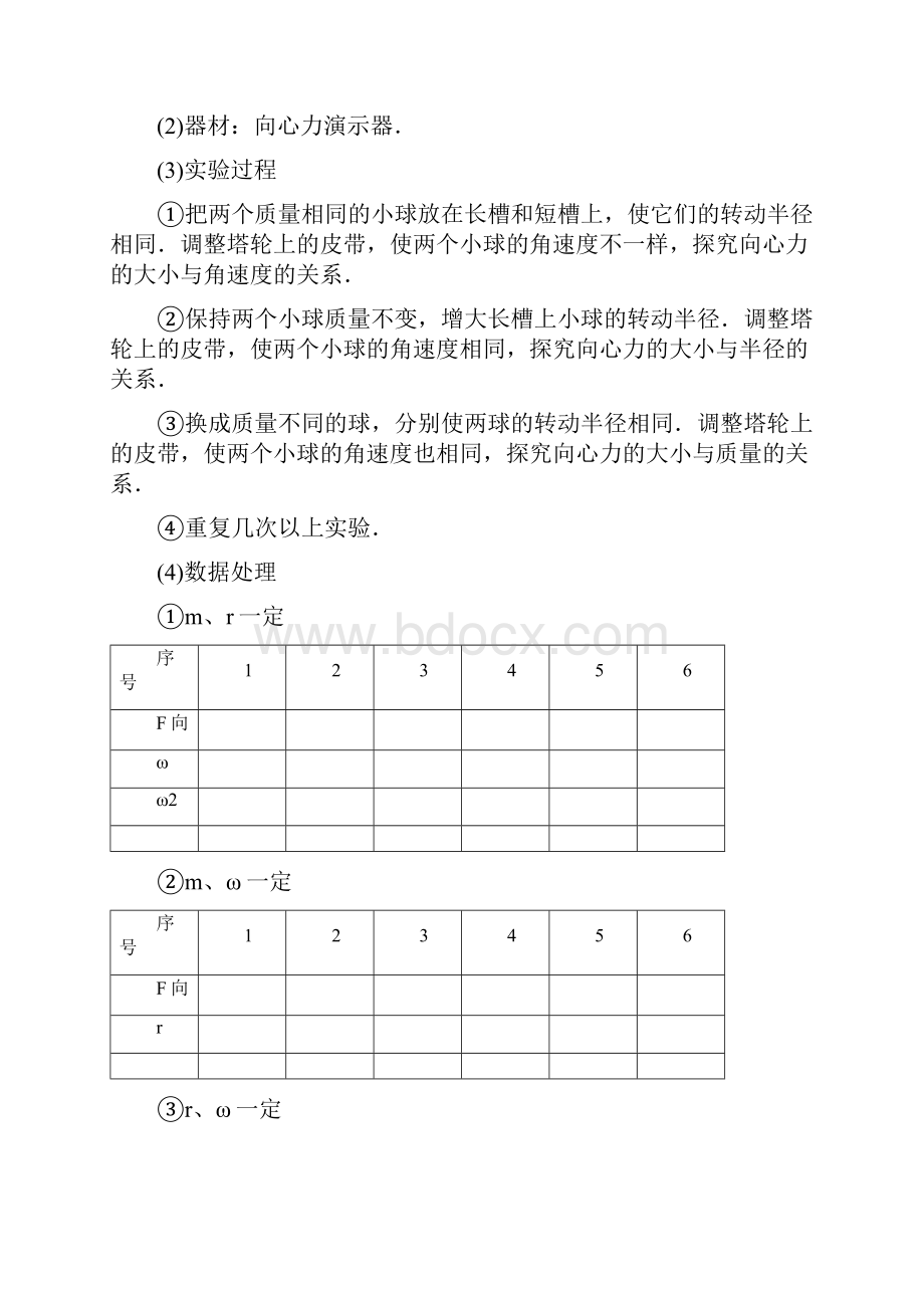 高中物理 第二章第1课时 实验探究向心力大小与半径角速度质量的关系学案 粤教版.docx_第3页