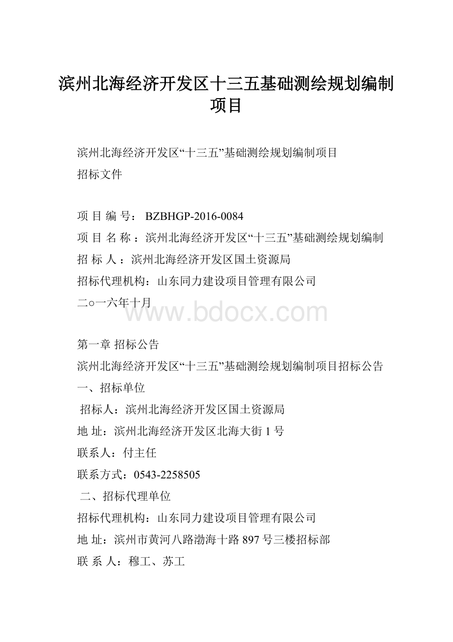 滨州北海经济开发区十三五基础测绘规划编制项目.docx