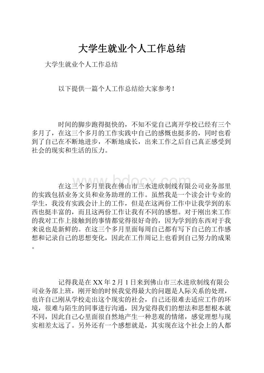 大学生就业个人工作总结.docx