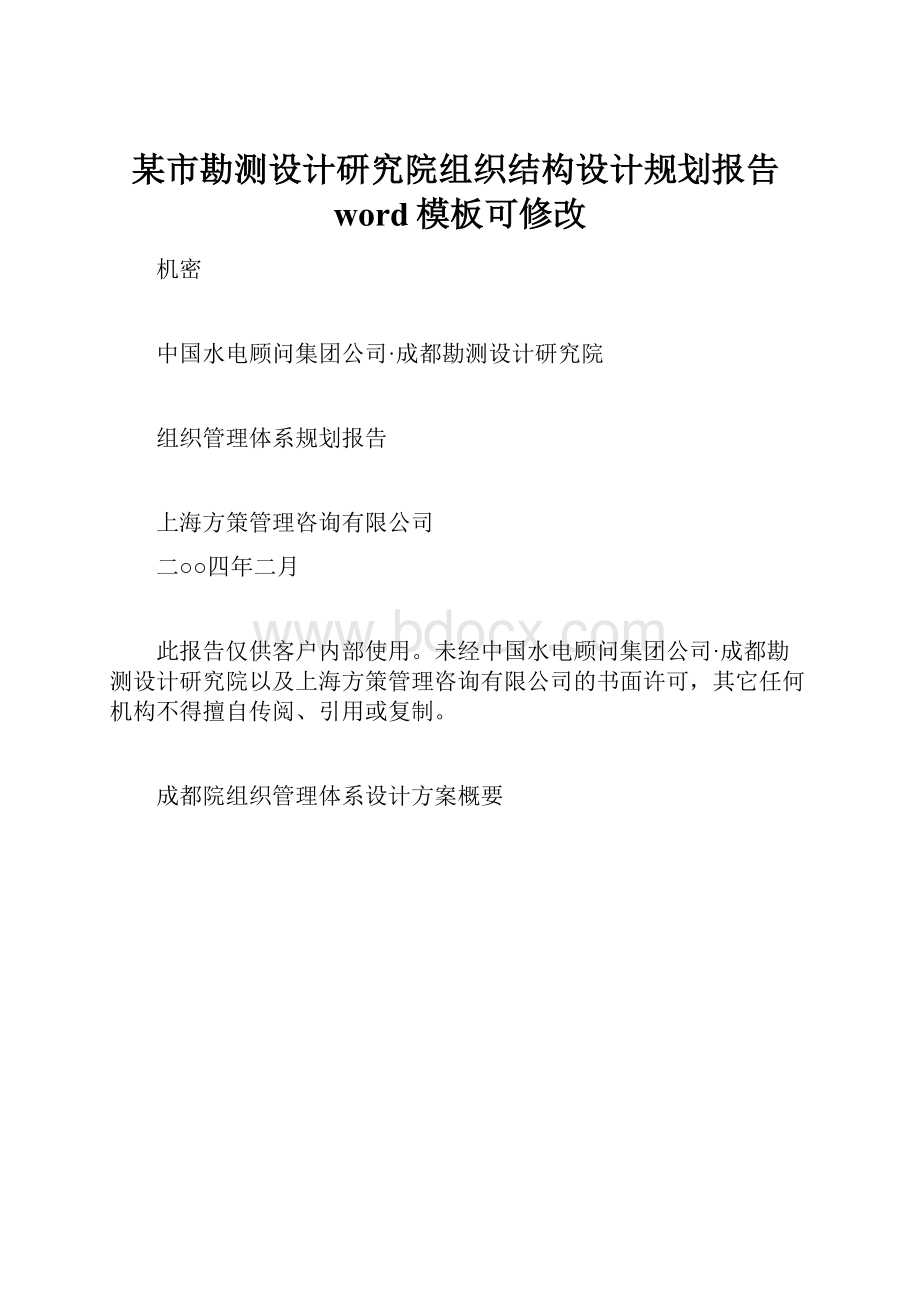 某市勘测设计研究院组织结构设计规划报告word模板可修改.docx