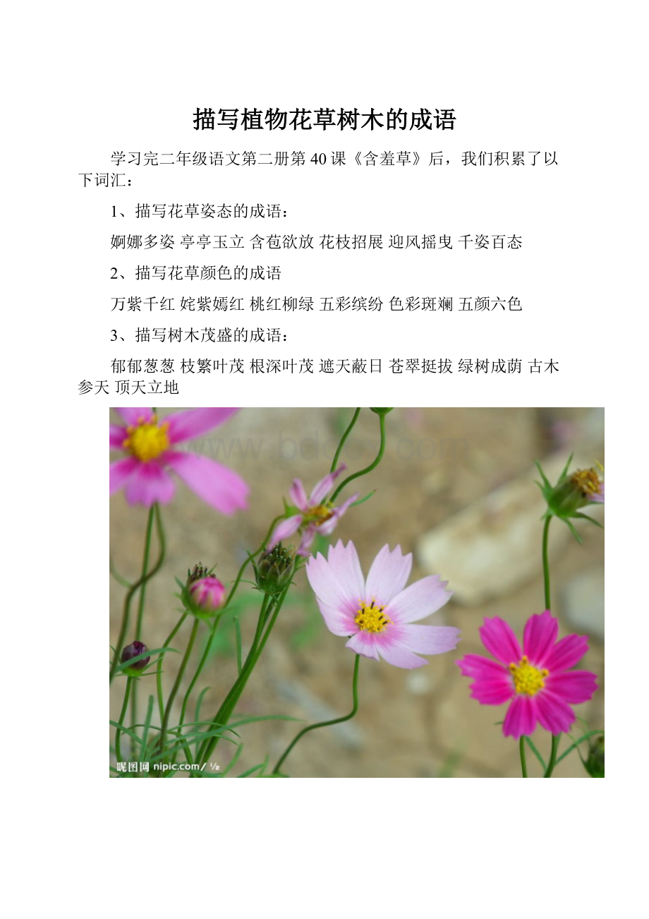 描写植物花草树木的成语.docx