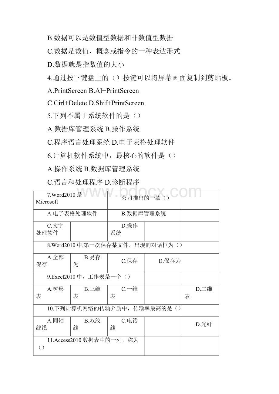 山东专升本考试信息技术真题与答案.docx_第2页