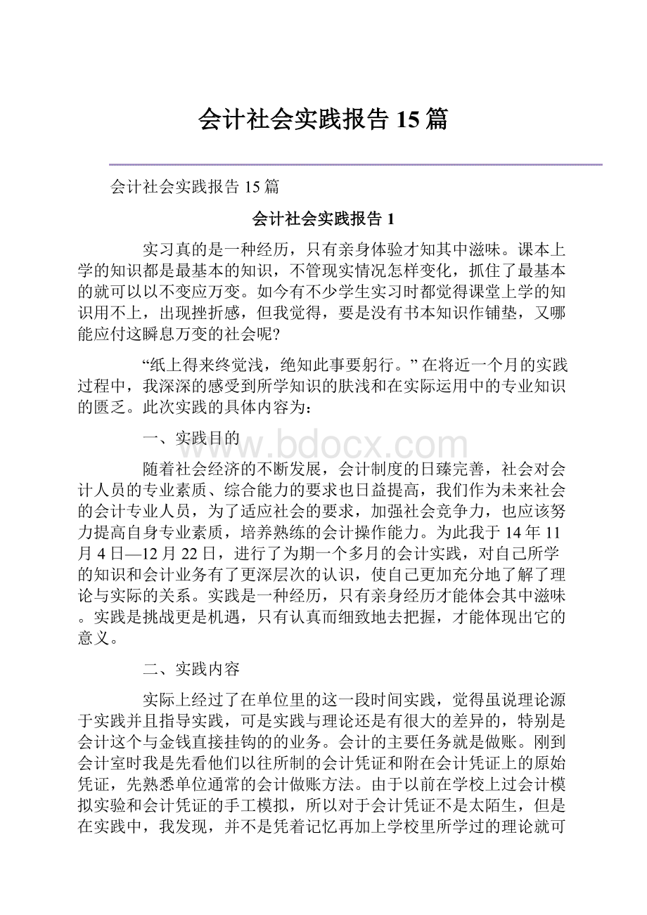 会计社会实践报告15篇.docx