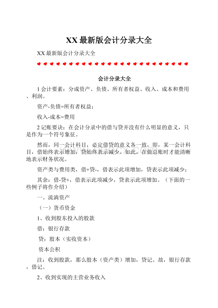 XX最新版会计分录大全.docx