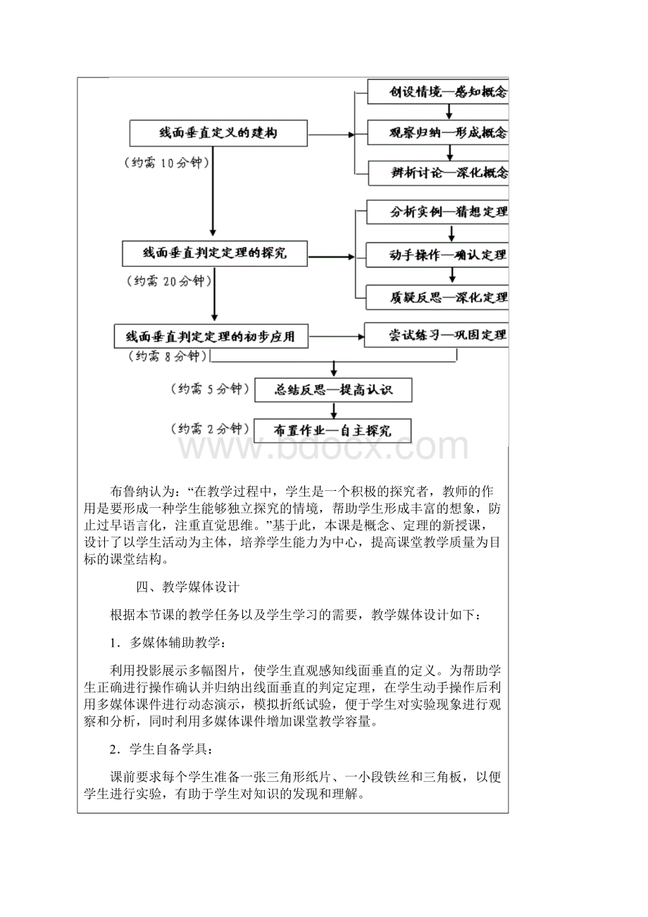 直线与平面垂直判定说课稿.docx_第3页