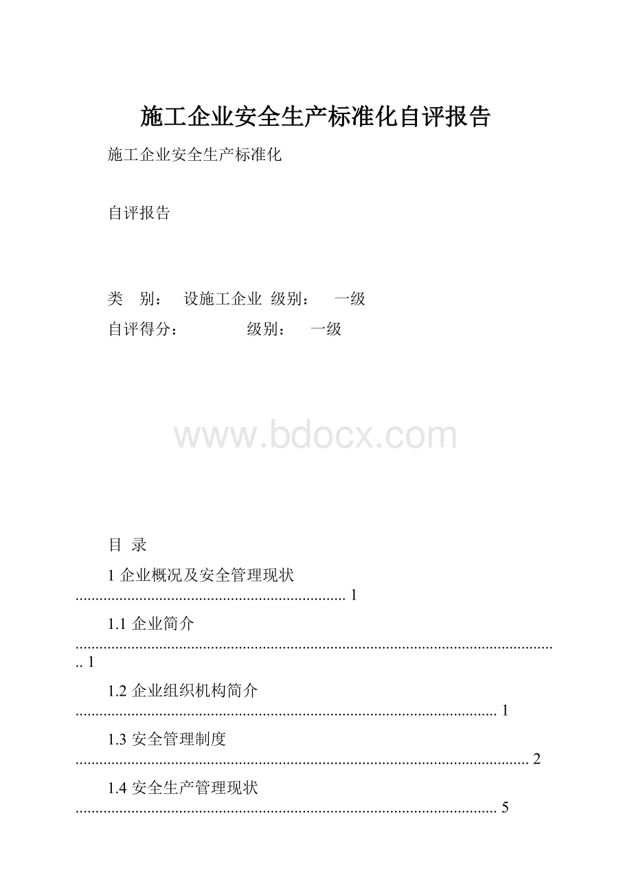 施工企业安全生产标准化自评报告.docx