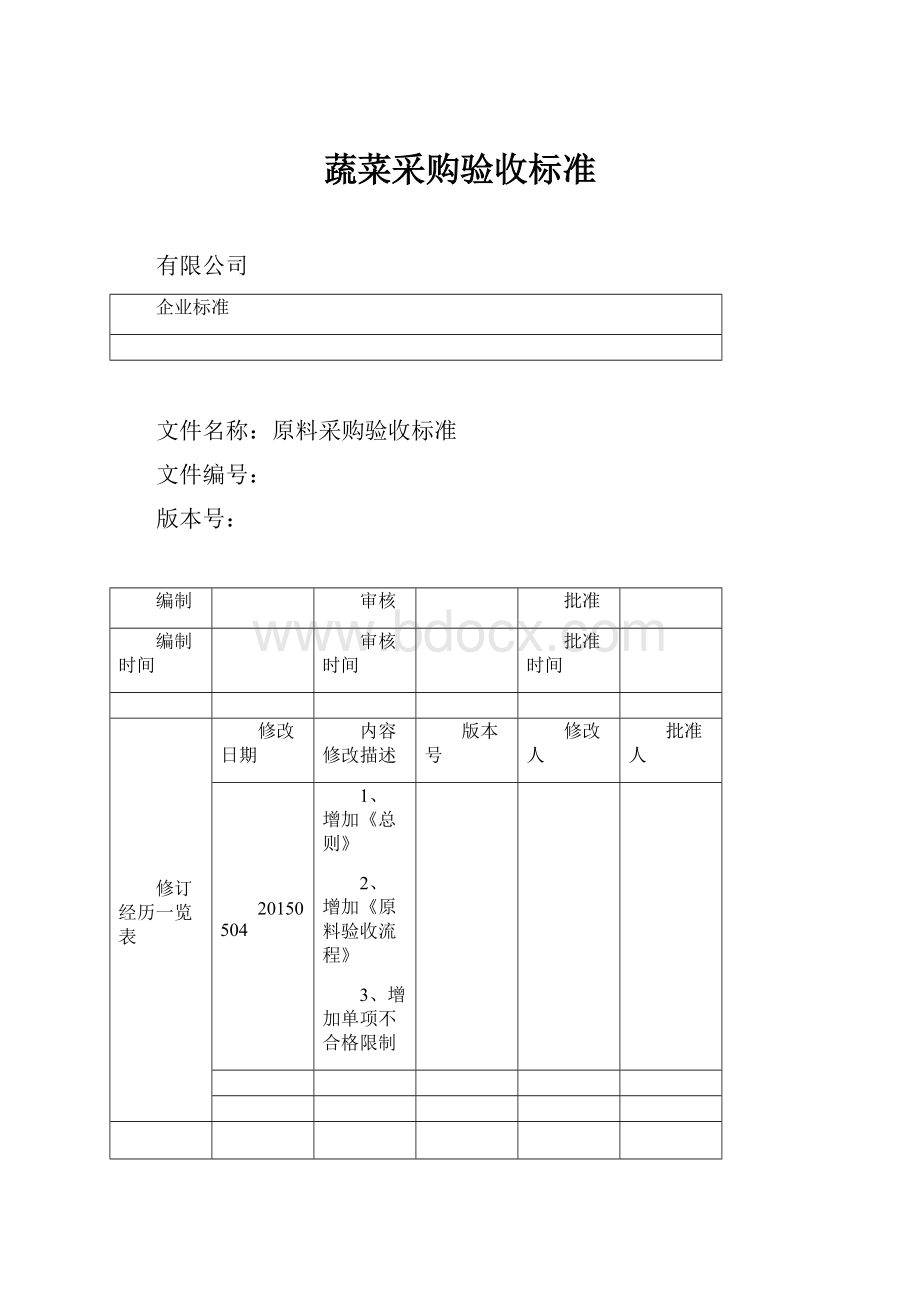 蔬菜采购验收标准.docx