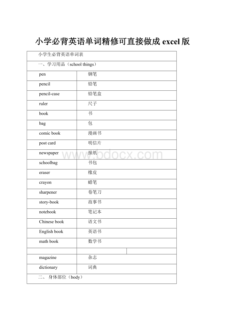 小学必背英语单词精修可直接做成excel版.docx_第1页