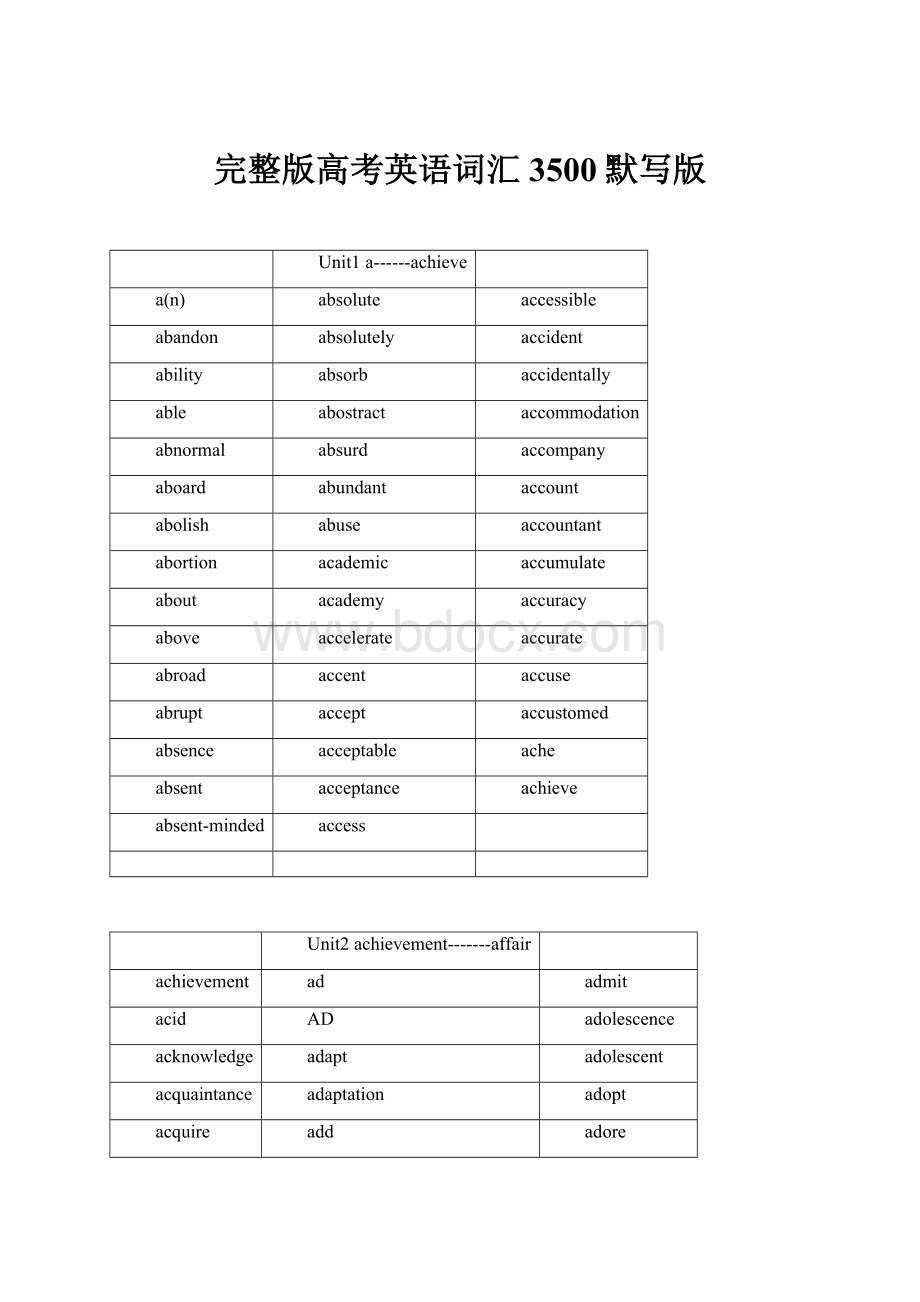 完整版高考英语词汇3500默写版.docx