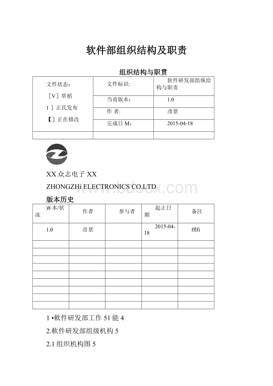 软件部组织结构及职责.docx