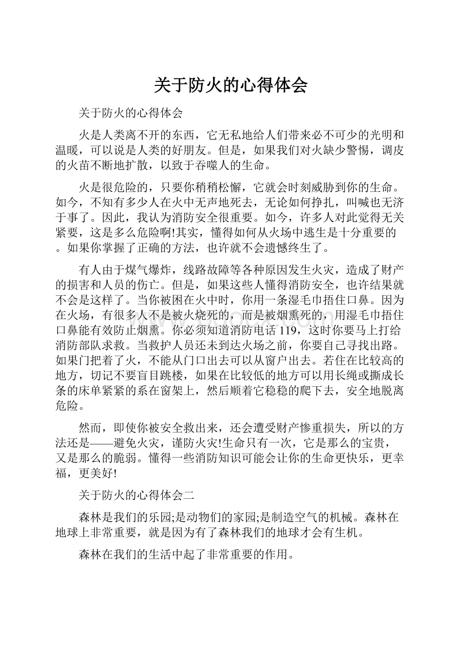 关于防火的心得体会.docx