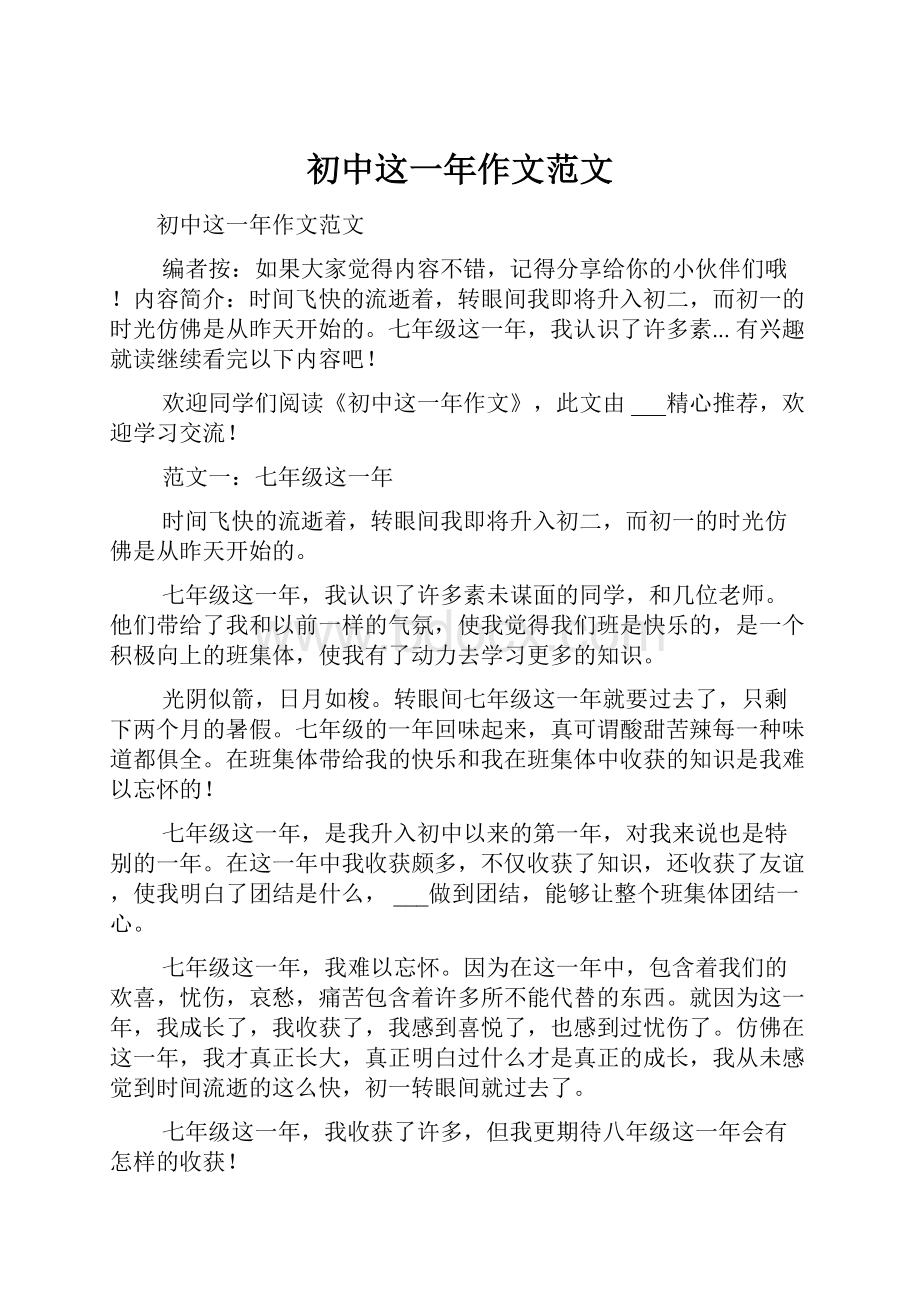 初中这一年作文范文.docx