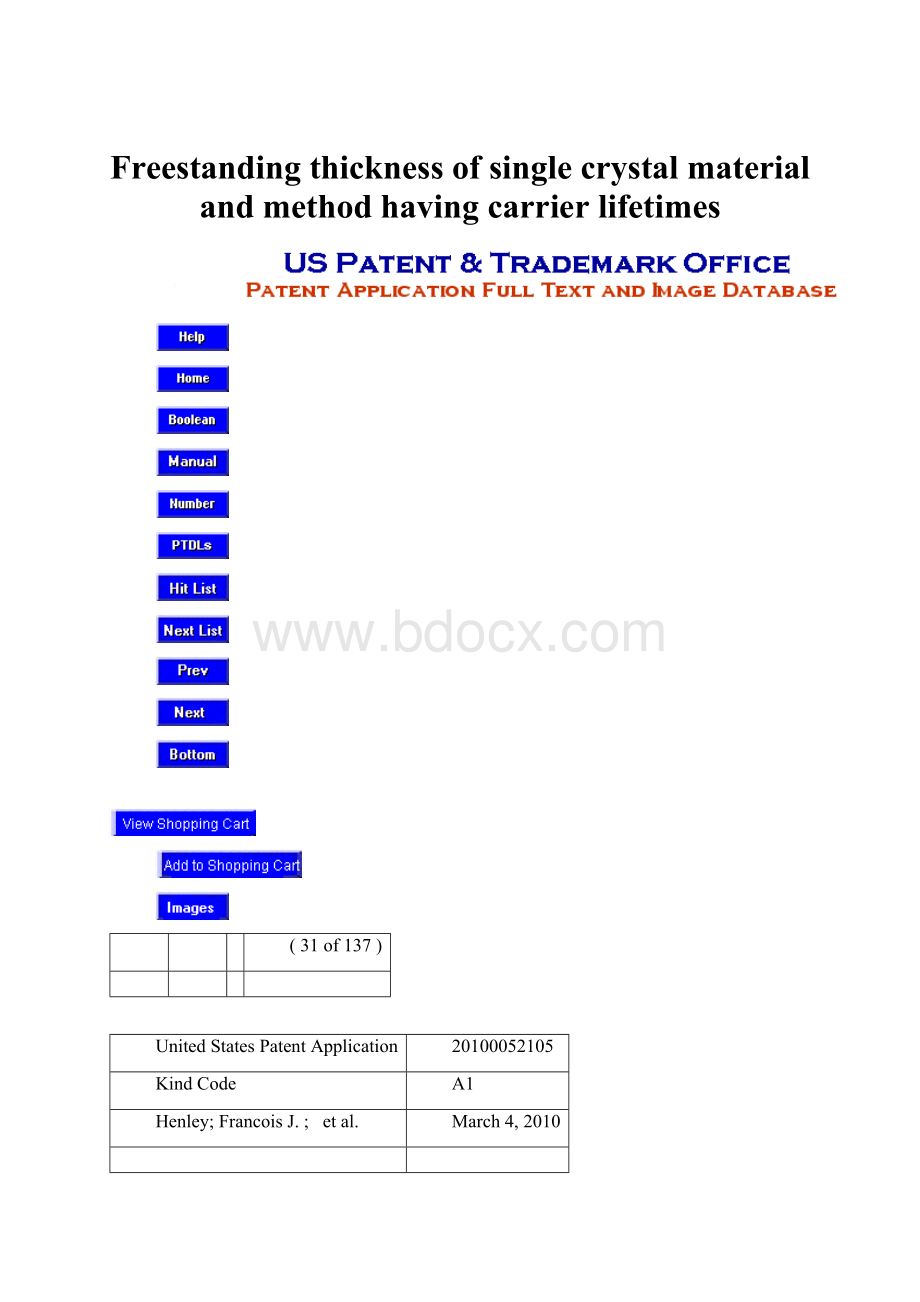 Freestanding thickness of single crystal material and method having carrier lifetimes.docx