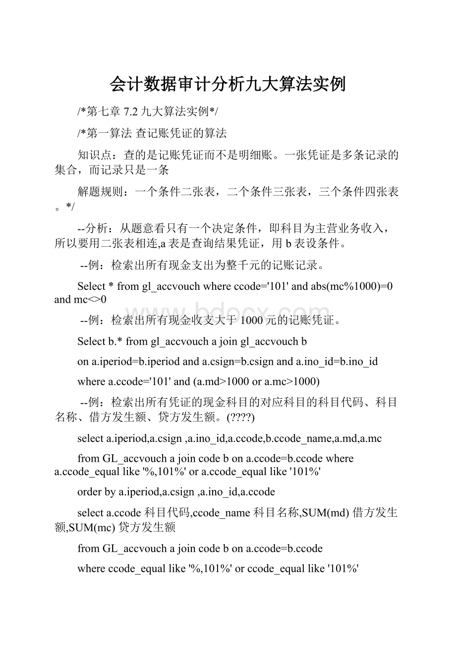 会计数据审计分析九大算法实例.docx