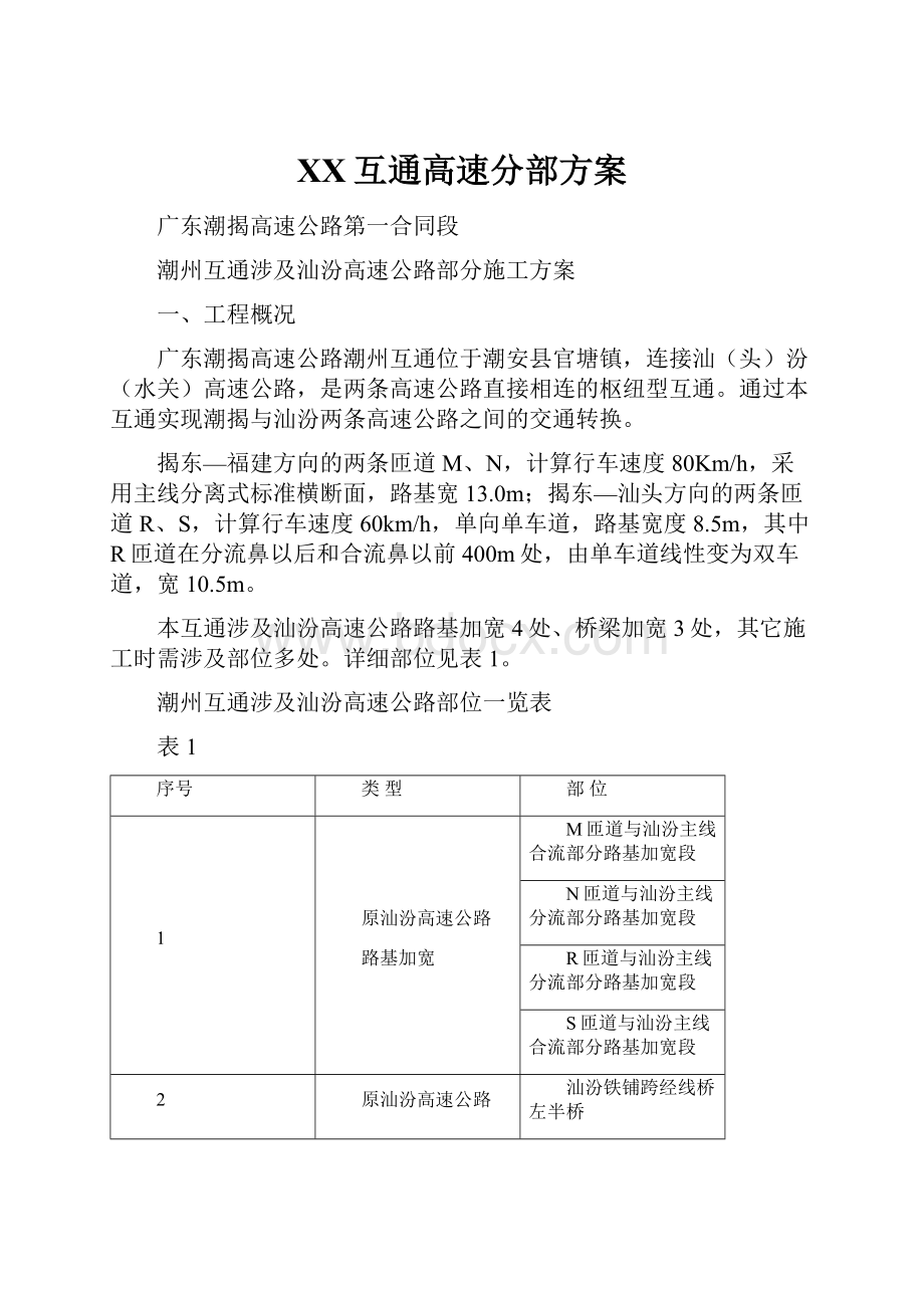 XX互通高速分部方案.docx