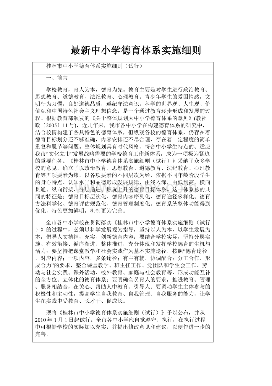 最新中小学德育体系实施细则.docx