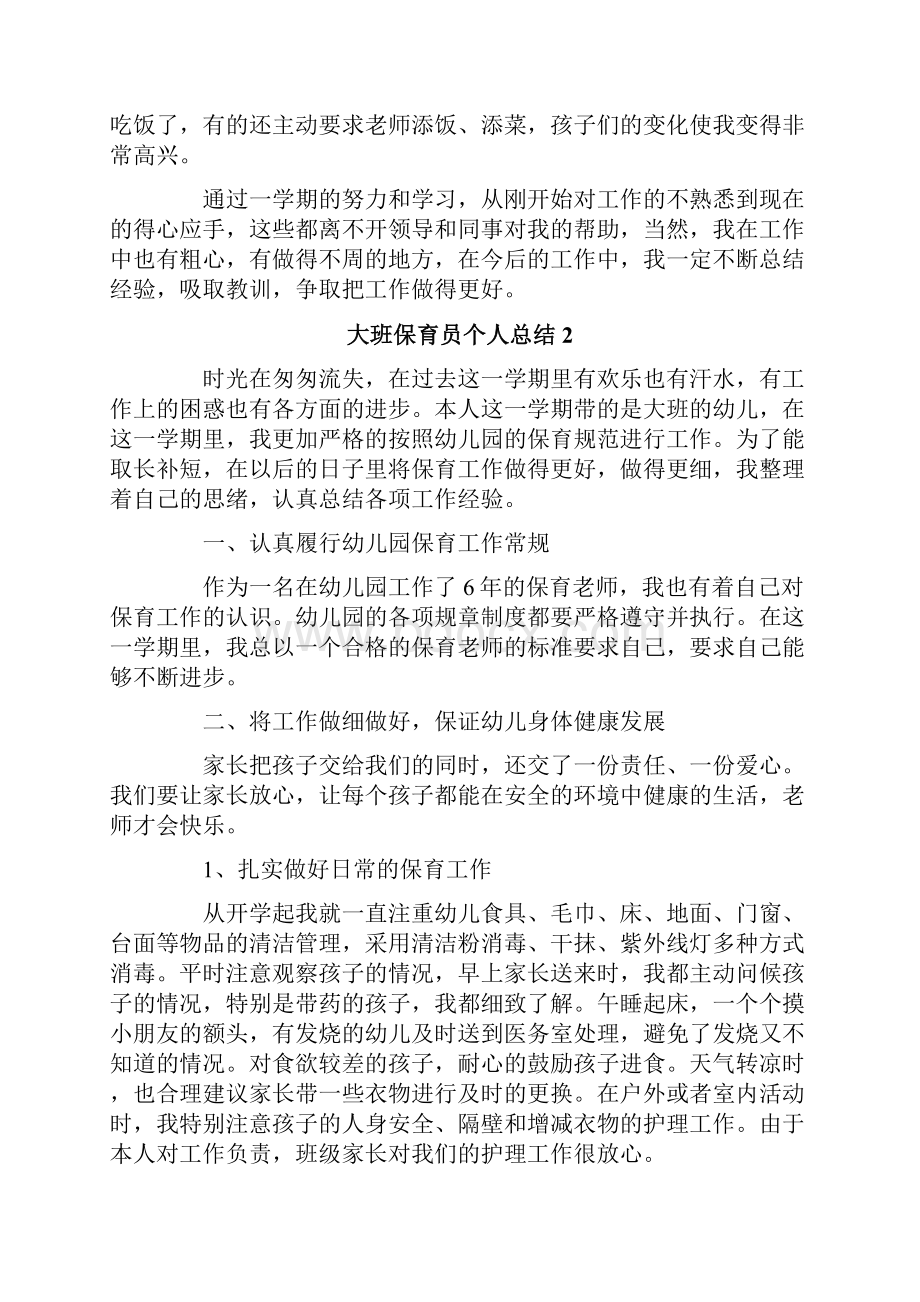 大班保育员个人总结精选6篇.docx_第2页