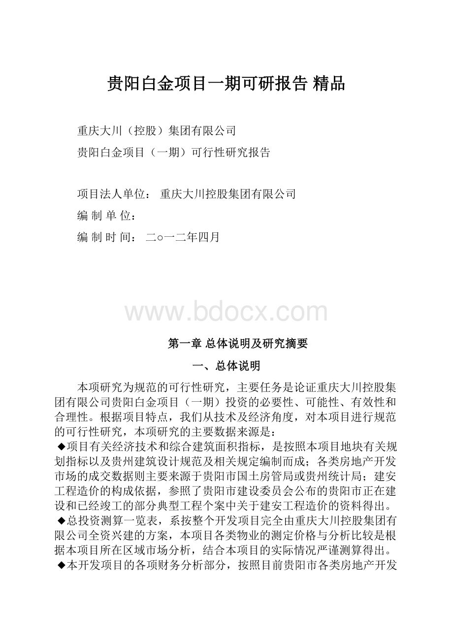 贵阳白金项目一期可研报告 精品.docx