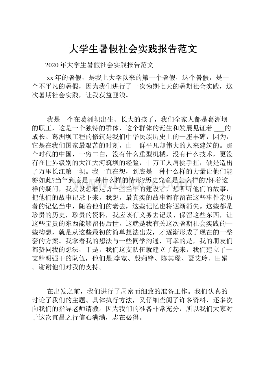 大学生暑假社会实践报告范文.docx