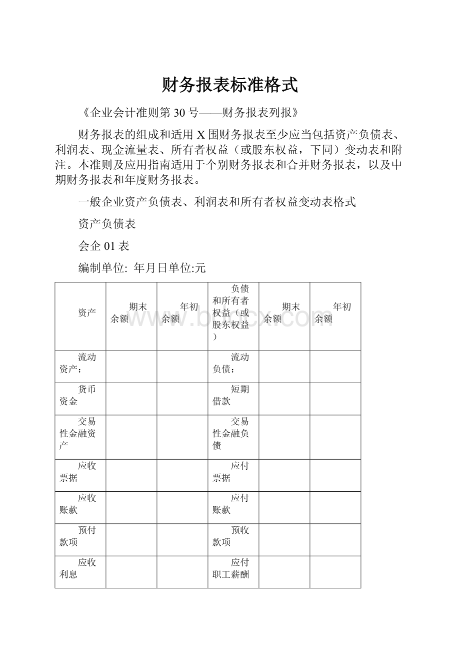 财务报表标准格式.docx_第1页