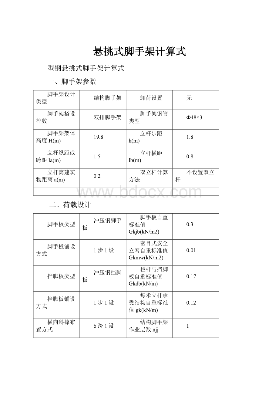 悬挑式脚手架计算式.docx_第1页