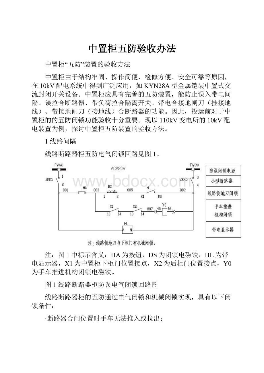 中置柜五防验收办法.docx