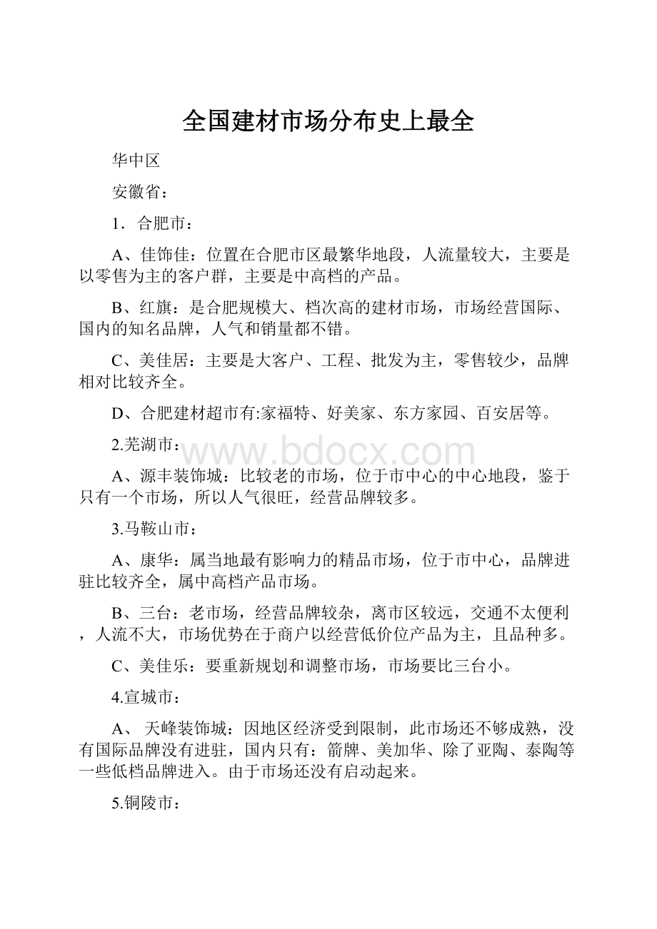 全国建材市场分布史上最全.docx