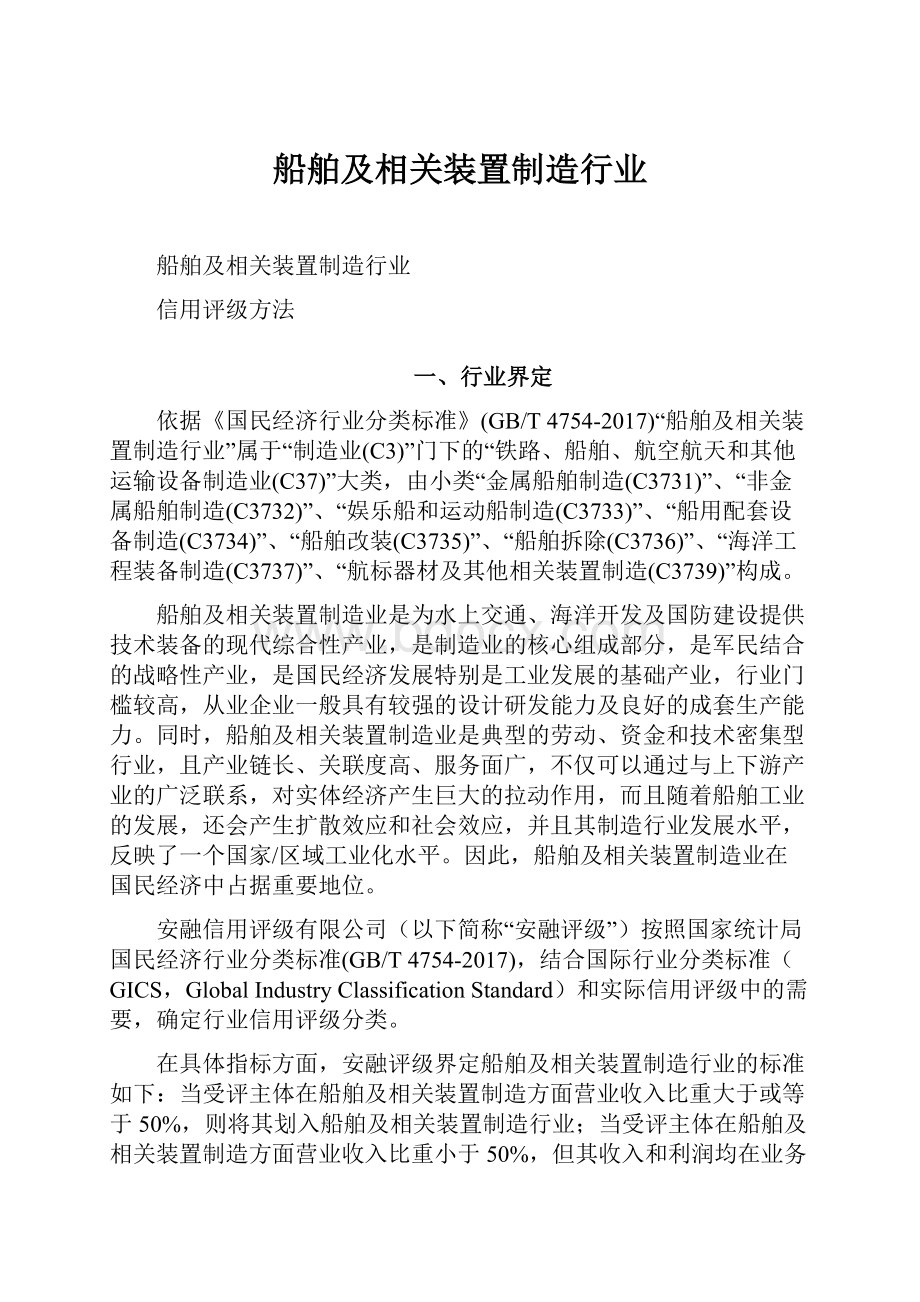 船舶及相关装置制造行业.docx