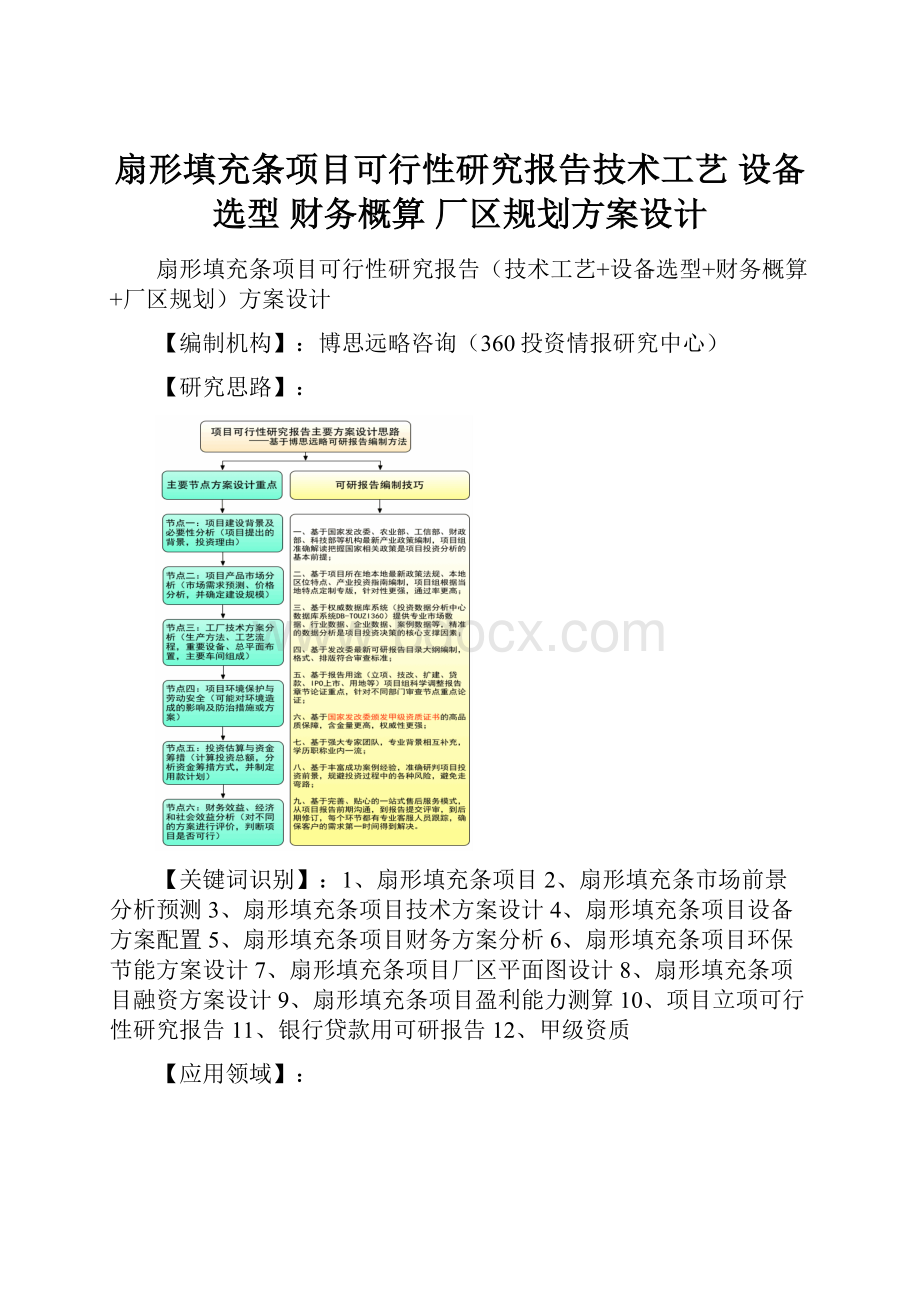 扇形填充条项目可行性研究报告技术工艺 设备选型 财务概算 厂区规划方案设计.docx