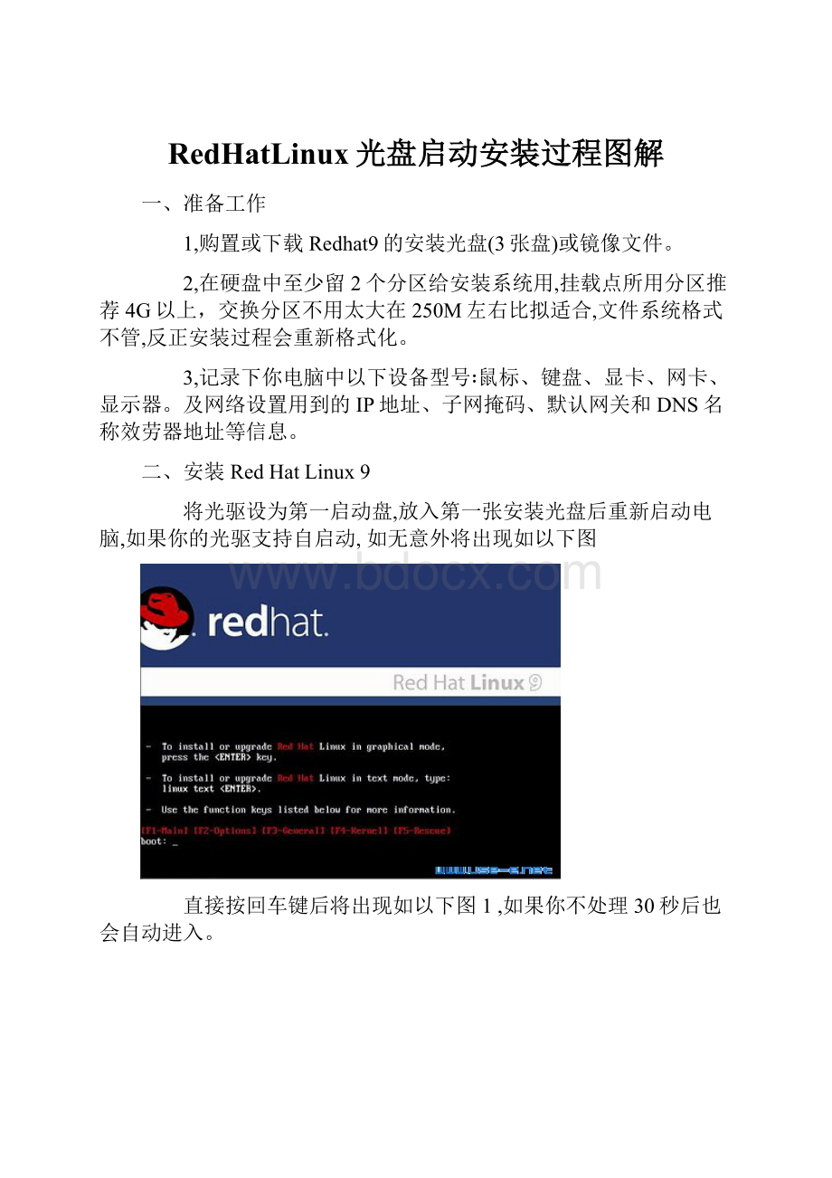 RedHatLinux光盘启动安装过程图解.docx_第1页