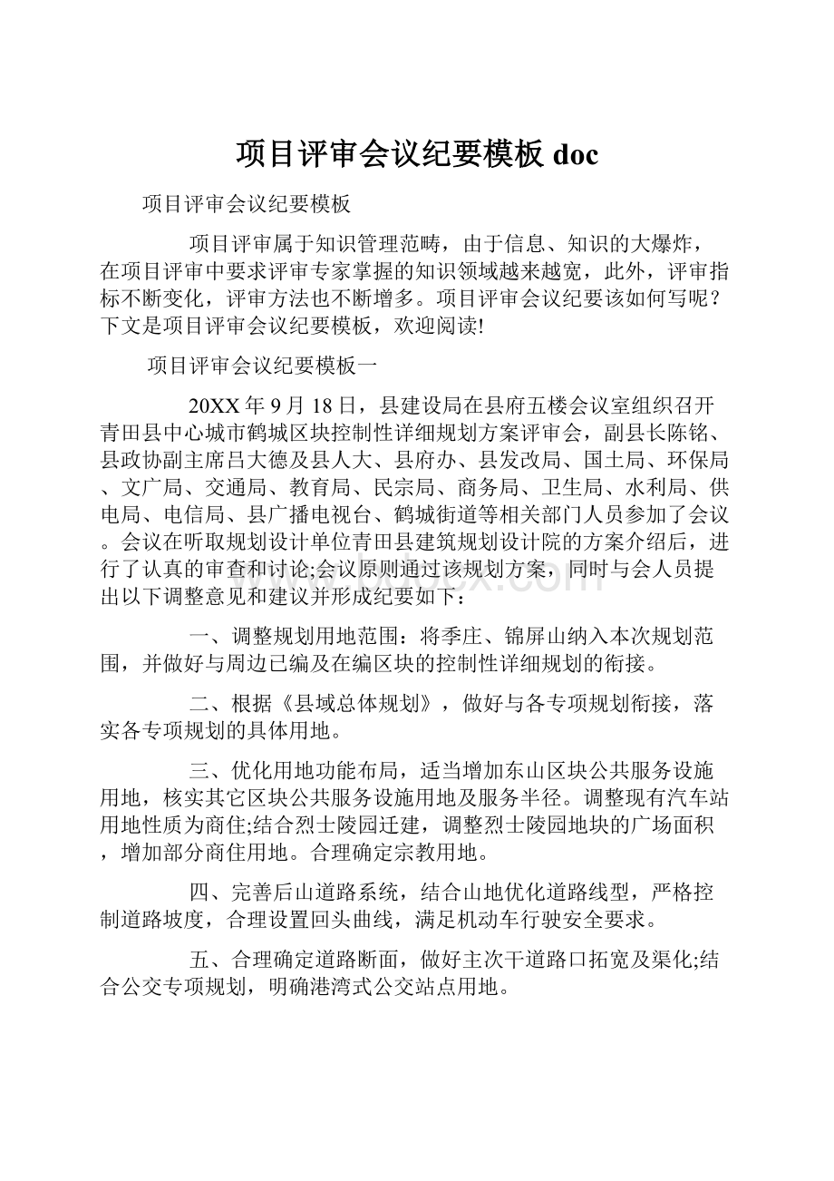 项目评审会议纪要模板doc.docx