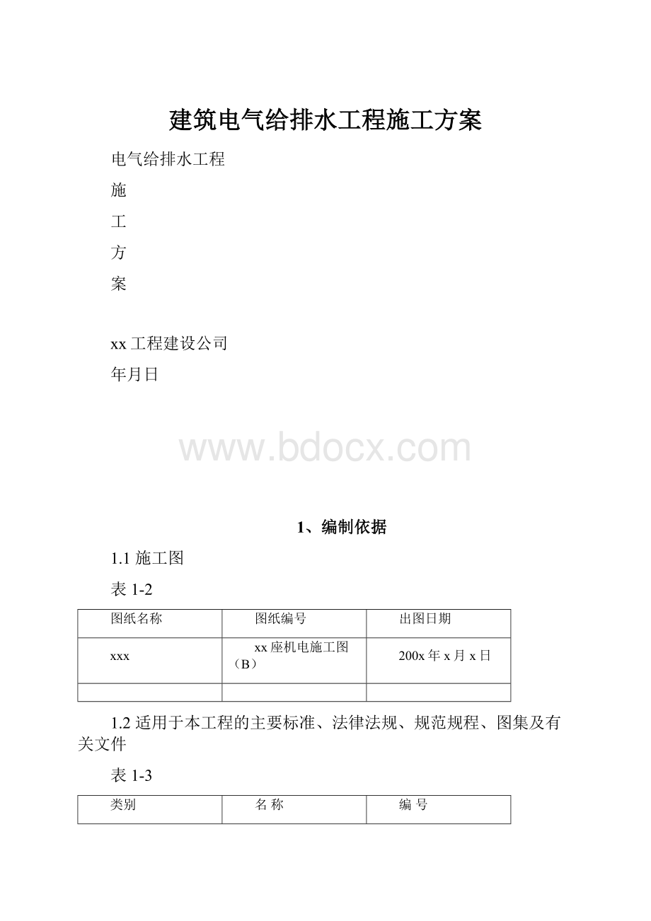 建筑电气给排水工程施工方案.docx