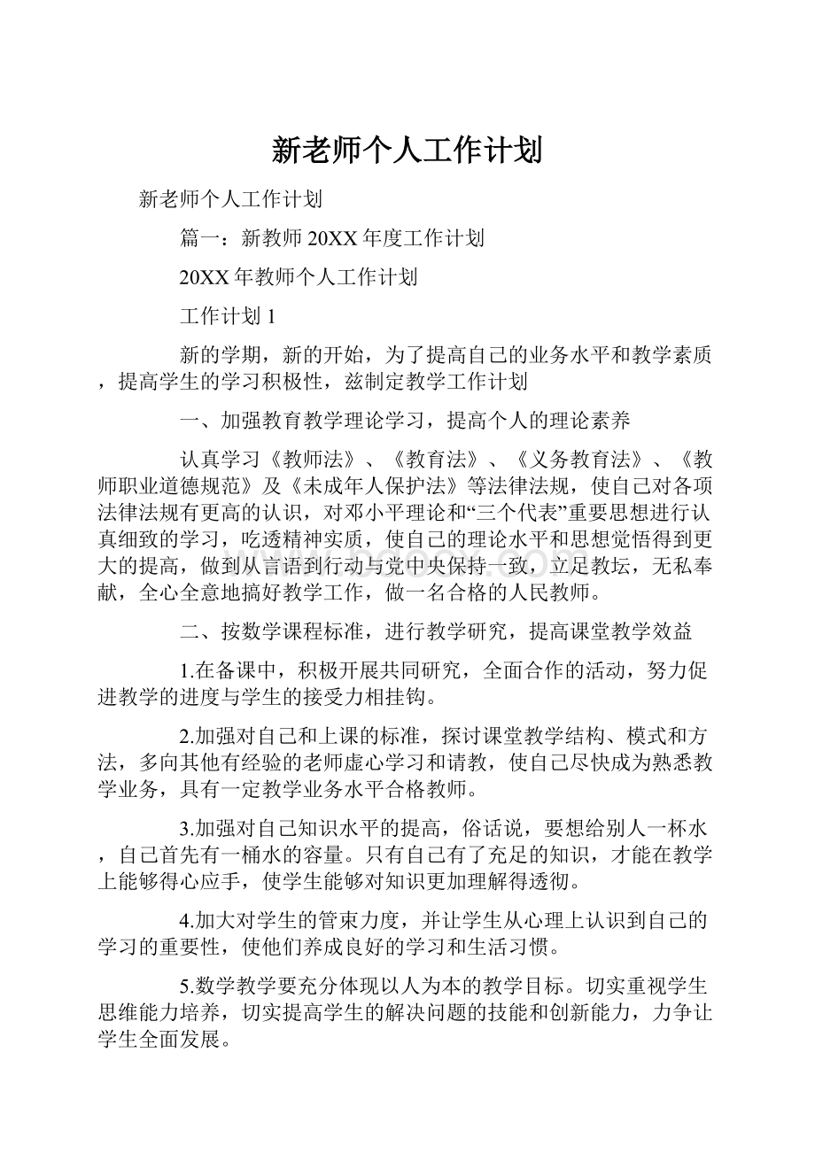 新老师个人工作计划.docx