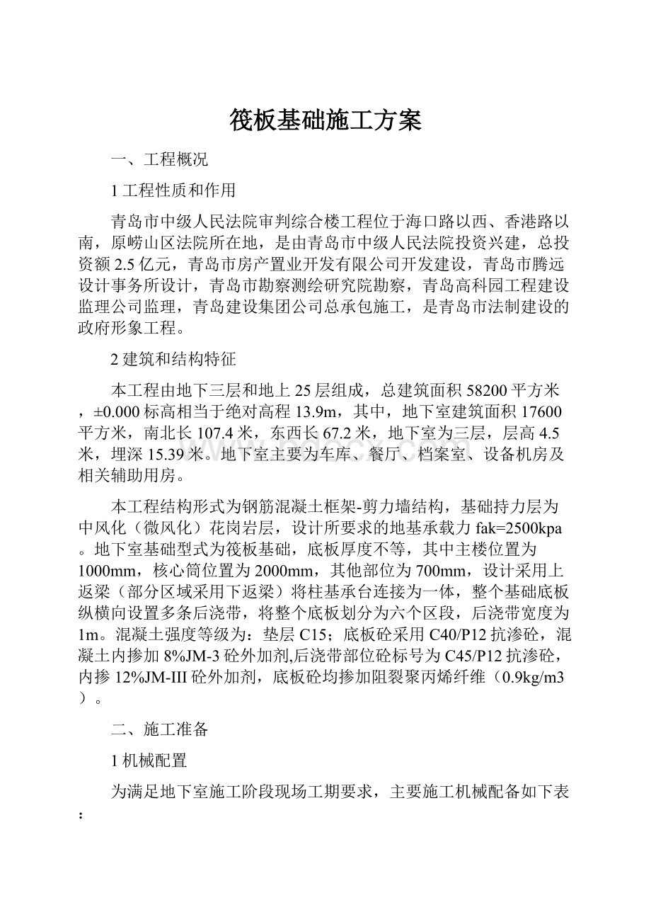 筏板基础施工方案.docx_第1页