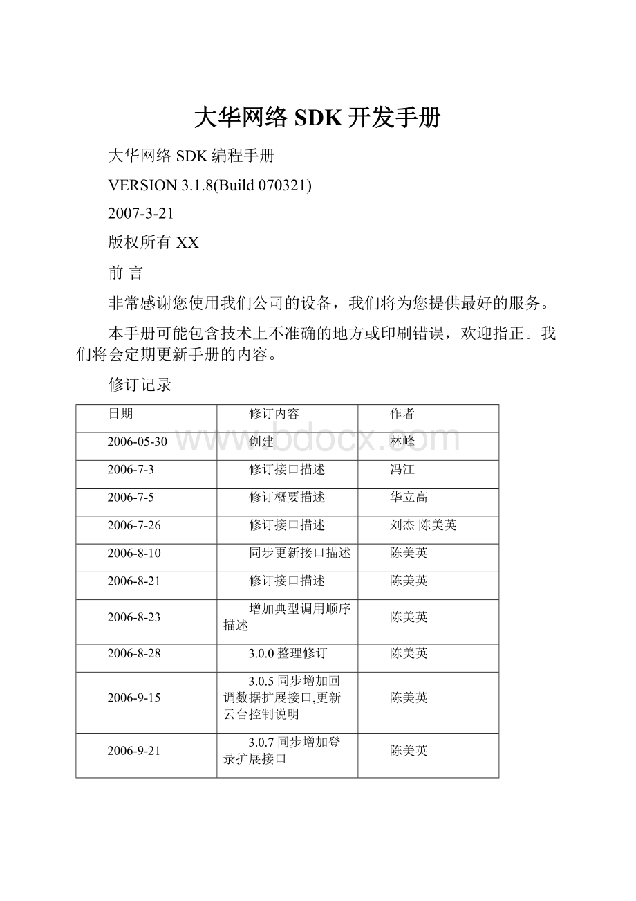 大华网络SDK开发手册.docx