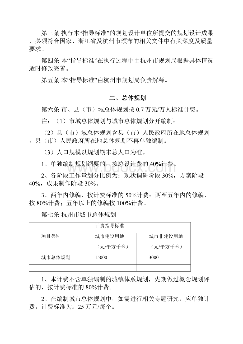 杭州城规划设计收费标准萧山经济技术开发区.docx_第2页