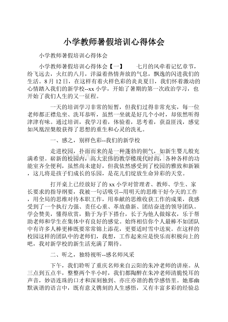 小学教师暑假培训心得体会.docx