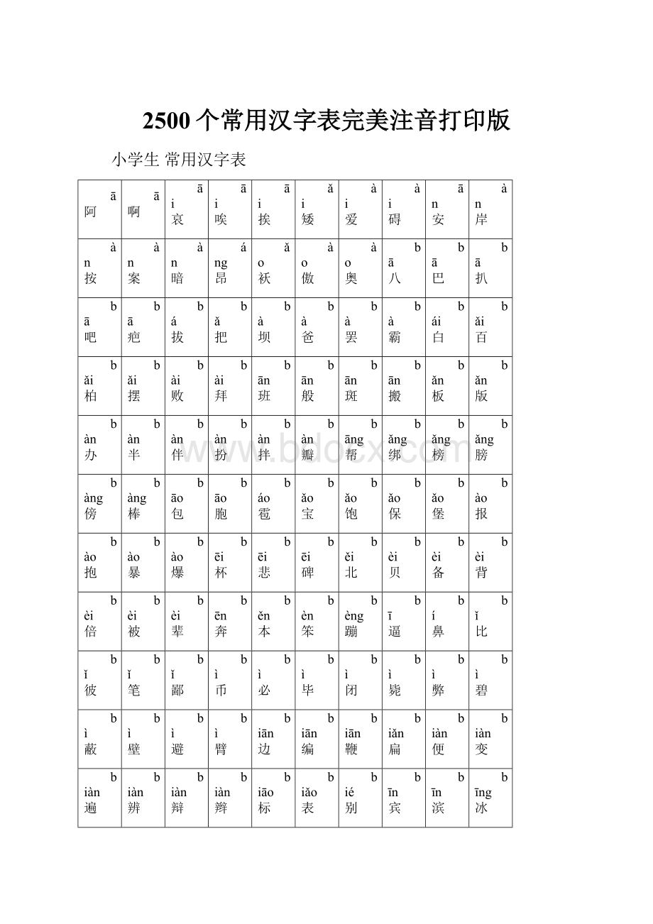 2500个常用汉字表完美注音打印版.docx