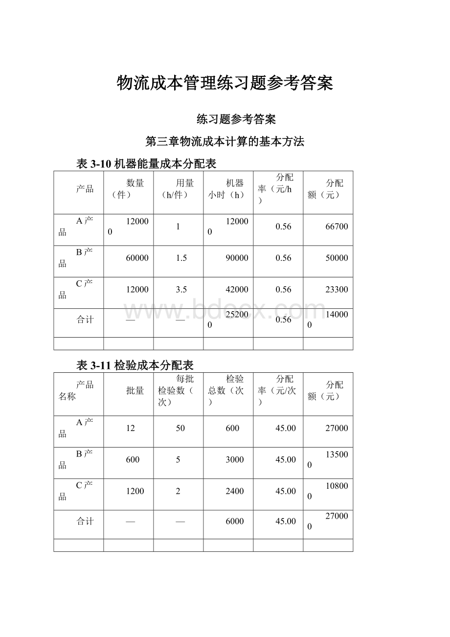 物流成本管理练习题参考答案.docx