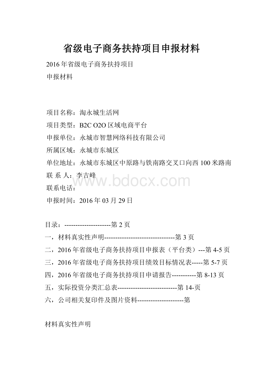 省级电子商务扶持项目申报材料.docx_第1页