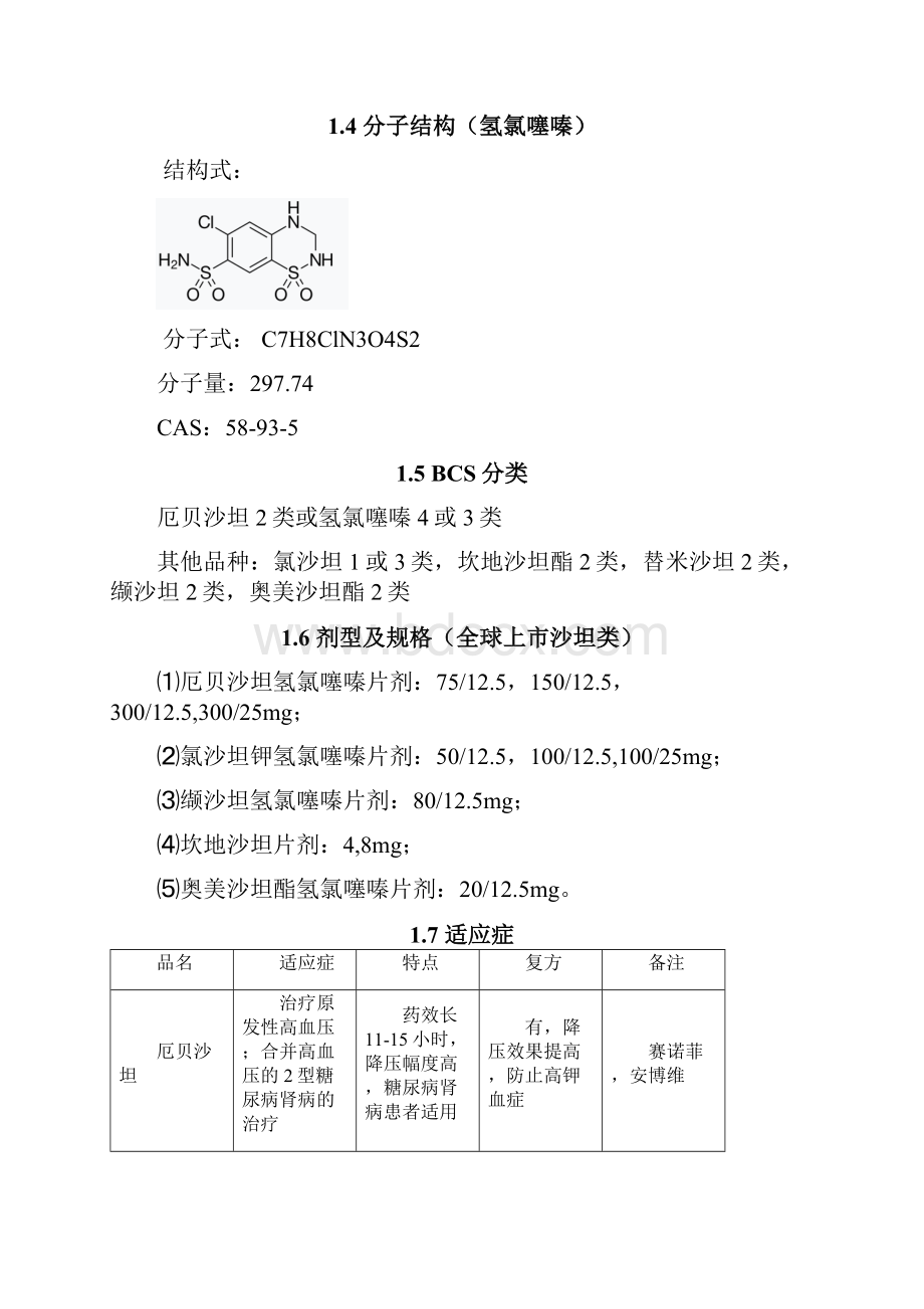 厄贝沙坦氢氯噻嗪片R180110 立项调研报告.docx_第2页