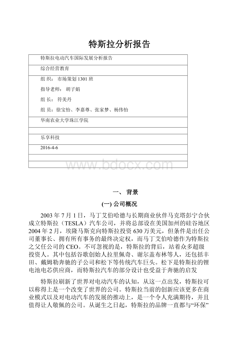 特斯拉分析报告.docx_第1页